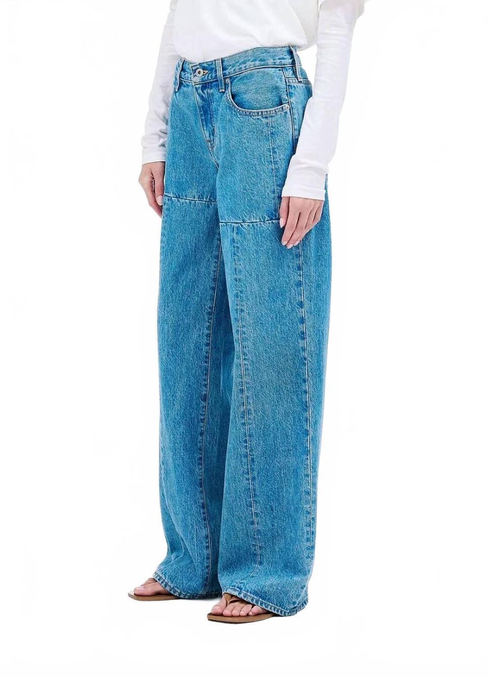 NEW SLVRLAKE mica seamed wide leg jeans in pacific